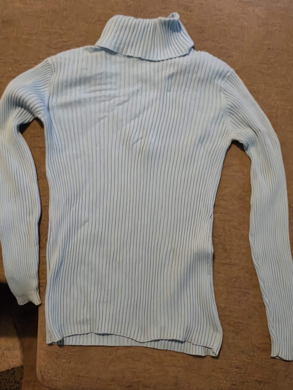 L.L. Bean Light Blue Ribbed Turtleneck Sweater - Women Large